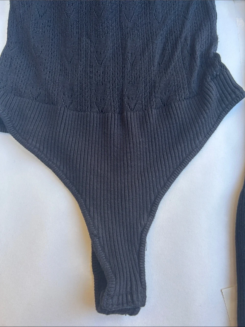 Free People Black Long-Sleeve Knit Bodysuit